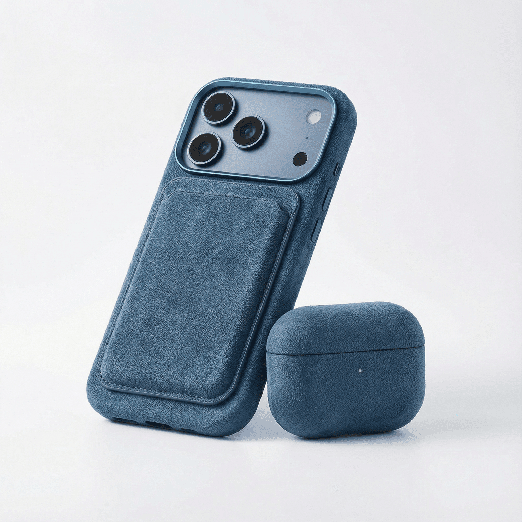 Coque en Alcantara pour AirPods Pro (2e génération) - Bleu océan