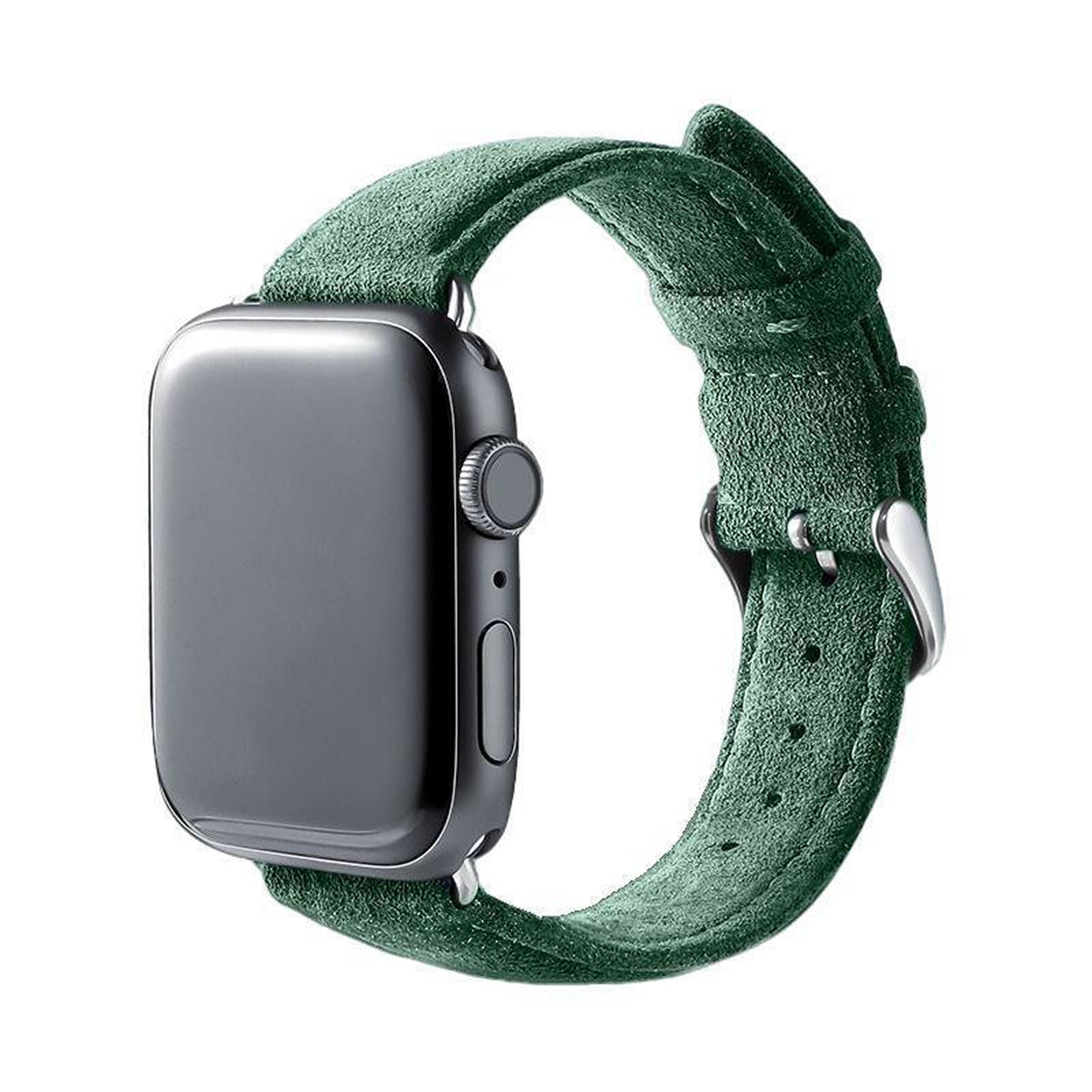 Bracelet Apple Watch en Alcantara avec boucle - Vert nuit - 42/44/45/46 mm & Ultra (49 mm)