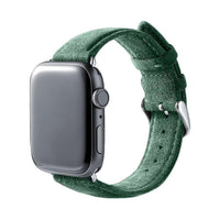 Bracelet Apple Watch en Alcantara avec boucle - Vert nuit - 42/44/45/46 mm & Ultra (49 mm) - Édition Noël