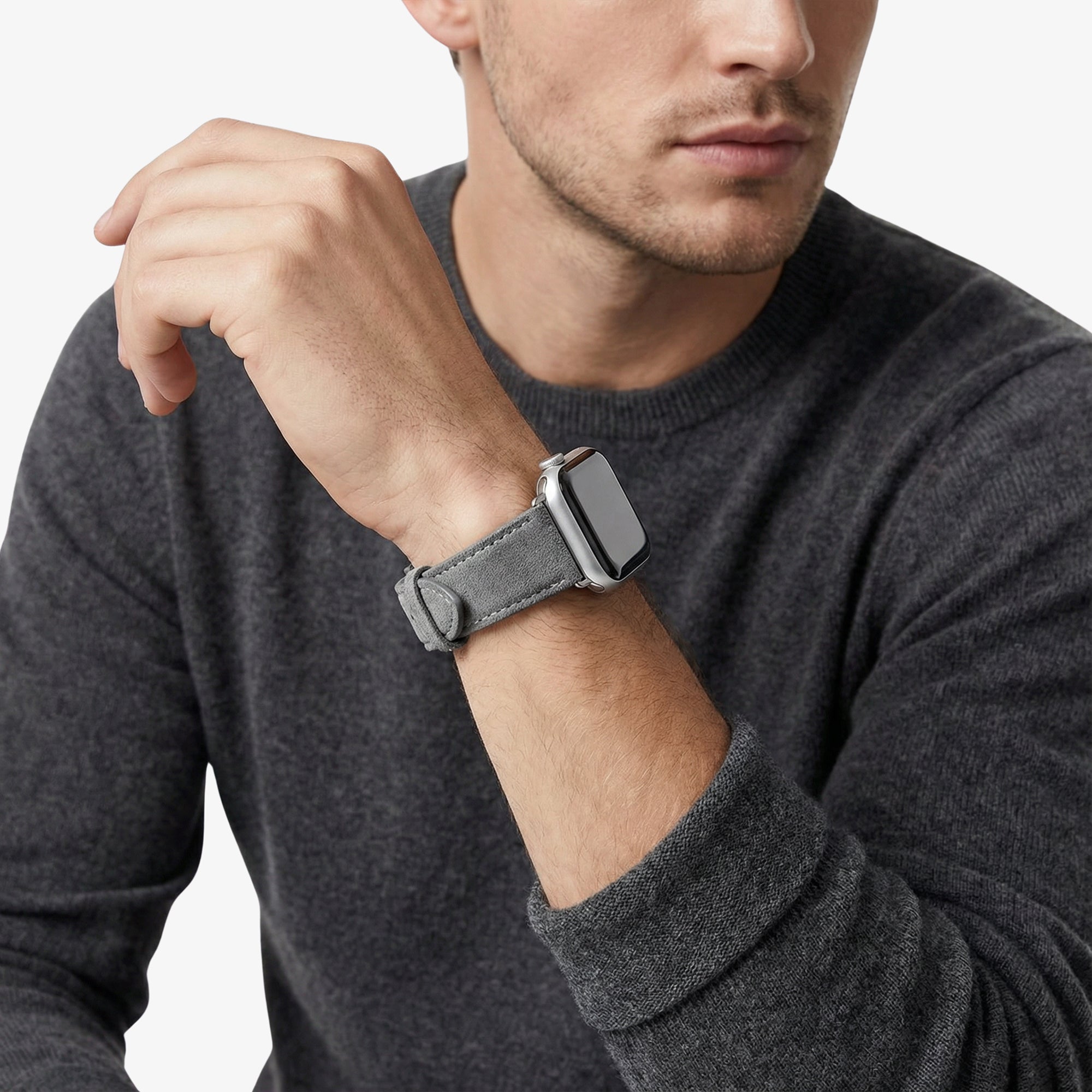 Bracelet Apple Watch en Alcantara avec boucle - Gris Nardo - 38/40/41/42 mm