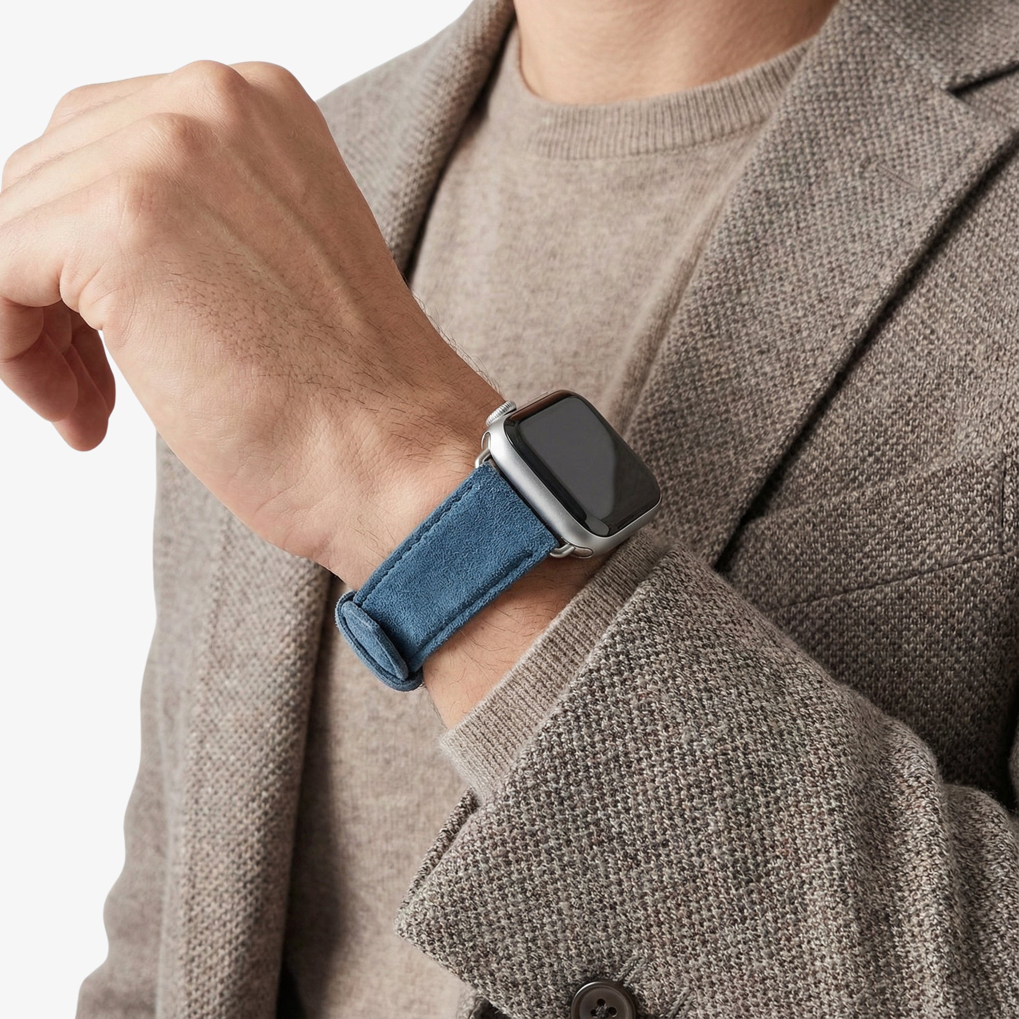 Bracelet Apple Watch en Alcantara avec boucle - Bleu océan - 42/44/45/46 mm & Ultra (49 mm)