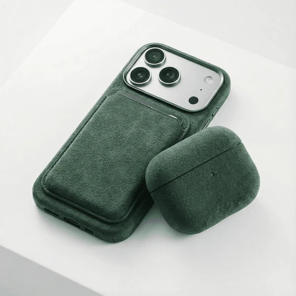 Portefeuille MagSafe en Alcantara - Vert Nuit