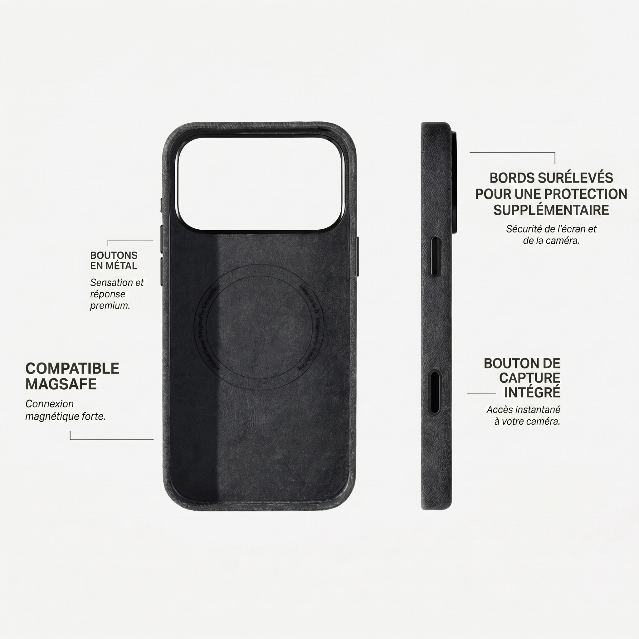 iPhone 17 Pro Max - Coque Alcantara - Gris sidéral