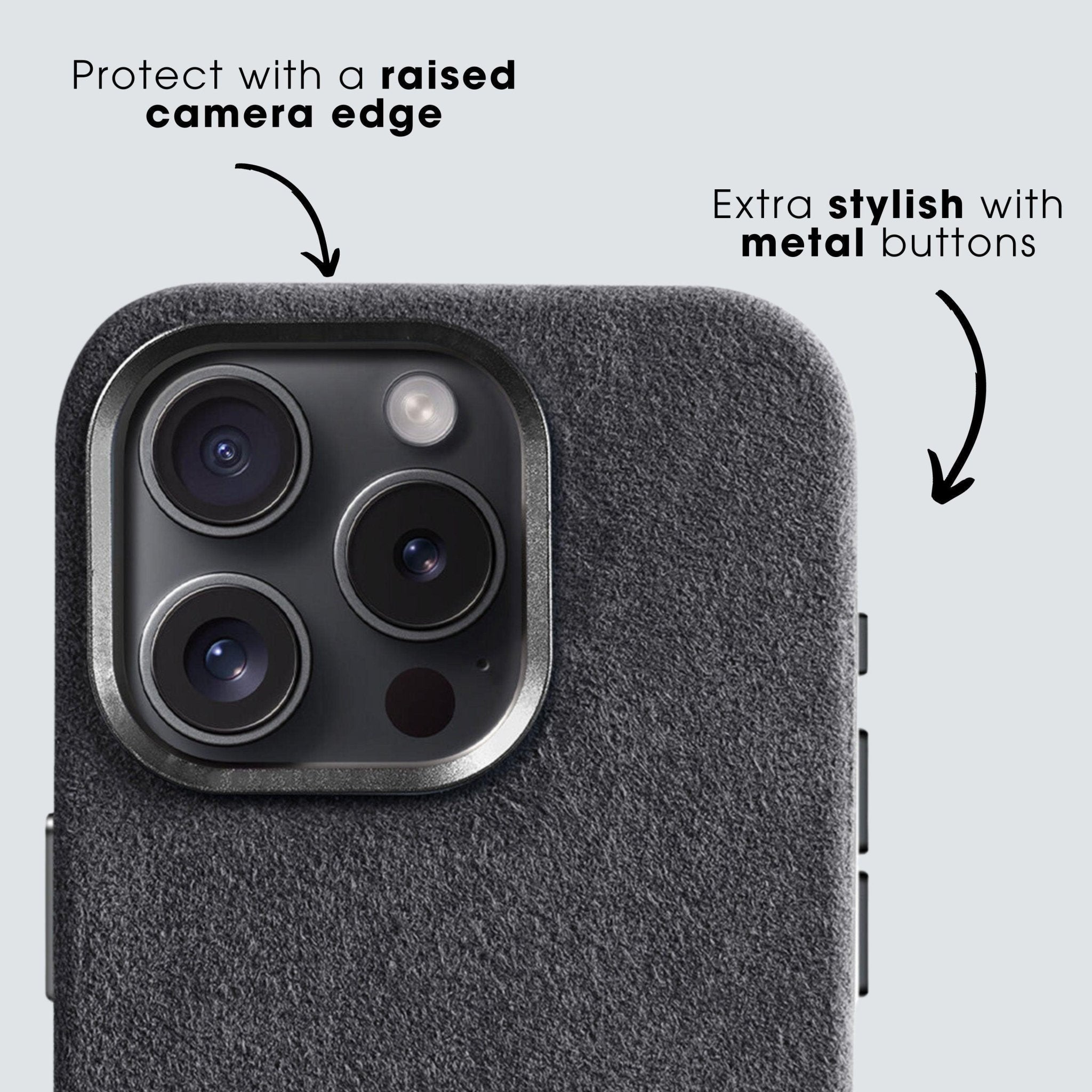 iPhone 15 Plus - Coque en Alcantara - Gris sidéral