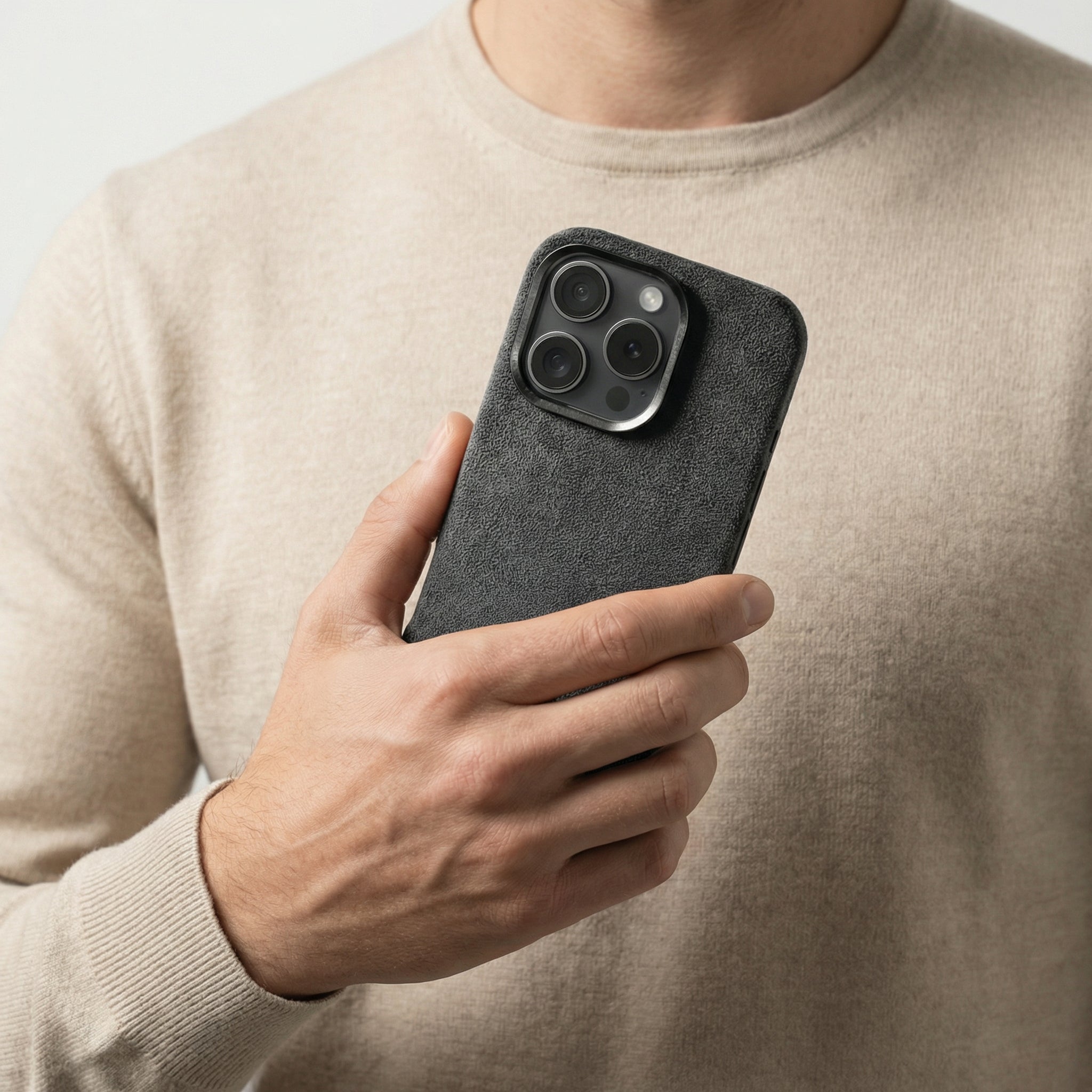 iPhone 16 Pro - Coque en Alcantara - Gris sidéral