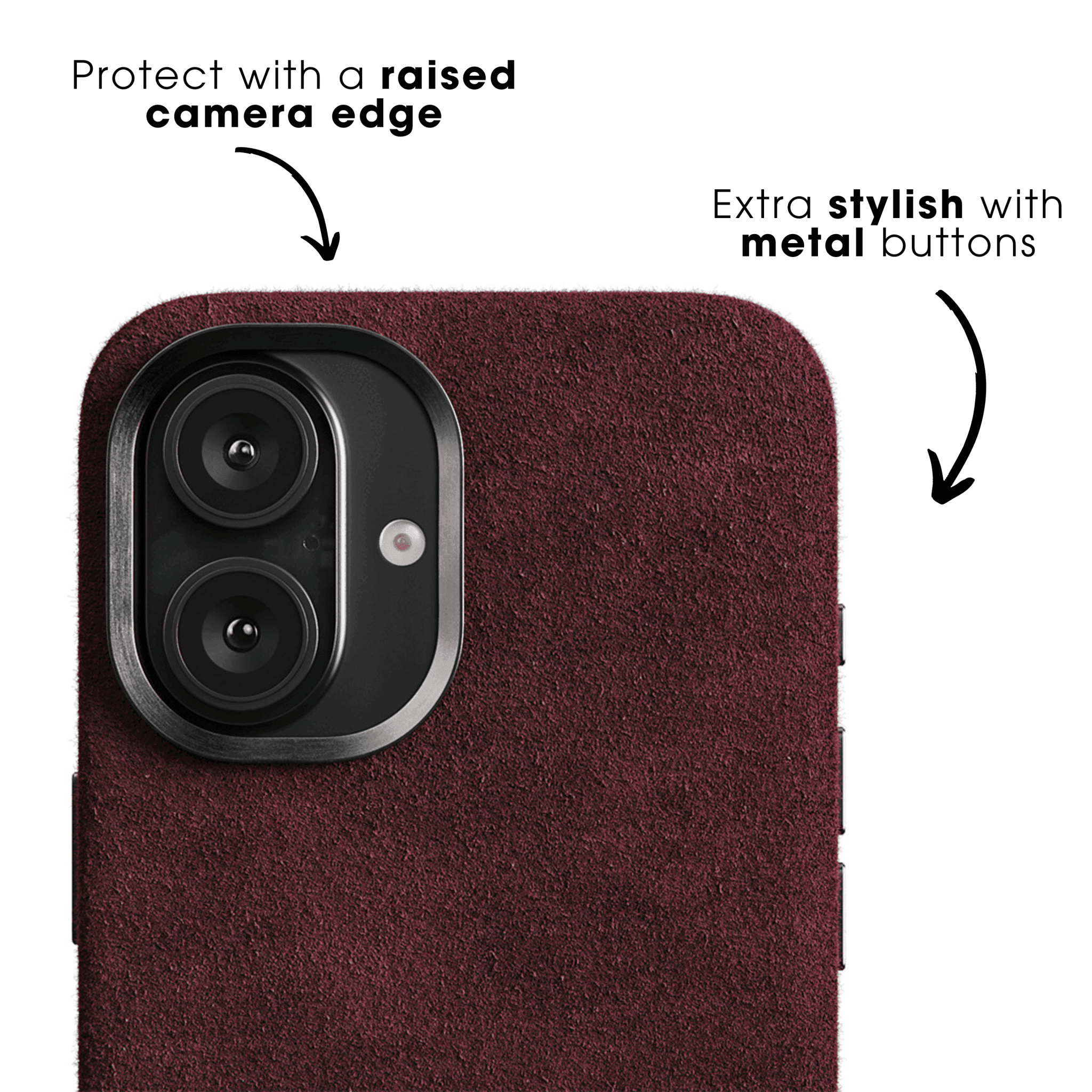 iPhone 16 Plus - Coque Alcantara - Rouge bordeaux